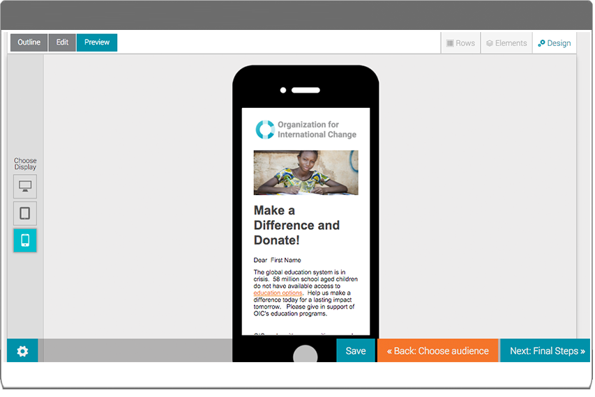 screenshot of Salsa Engage